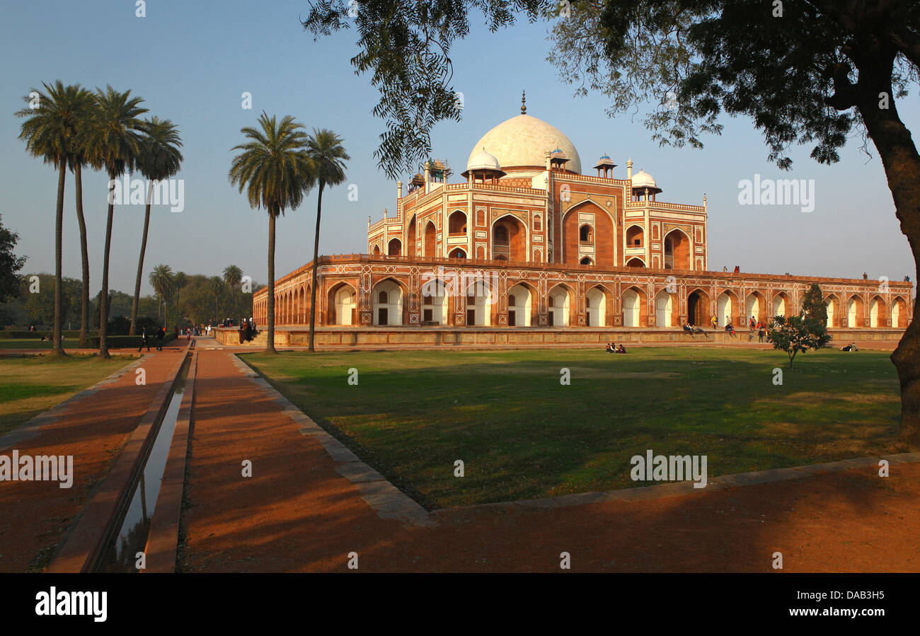 Humayun, mausoleum, New Delhi, Humayun, Tomb, false dome, dome, architecture, tourist, place of interest, afternoon, sundown, su Stock Photo