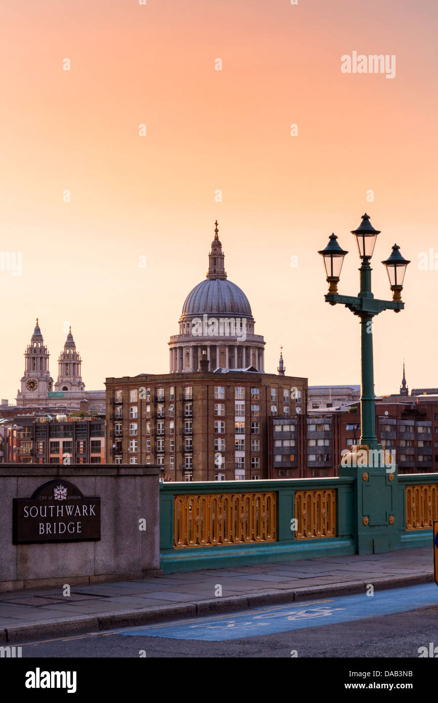 Saint Paul's Cathedral Dome,Southwark Bridge,London,England Stock Photo