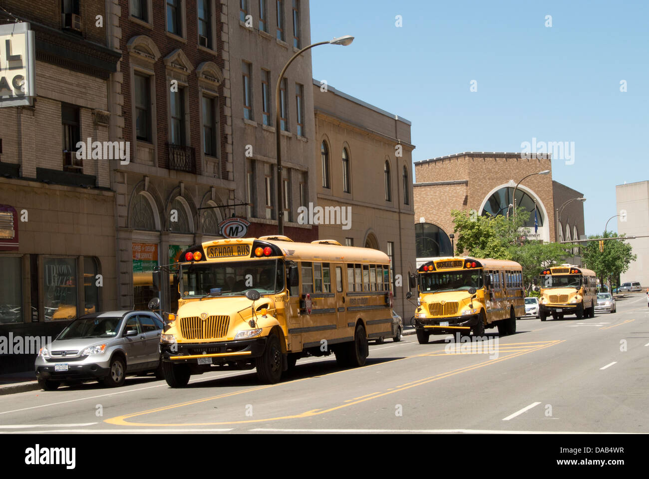 School buses in Rochester NY Stock Photo Alamy