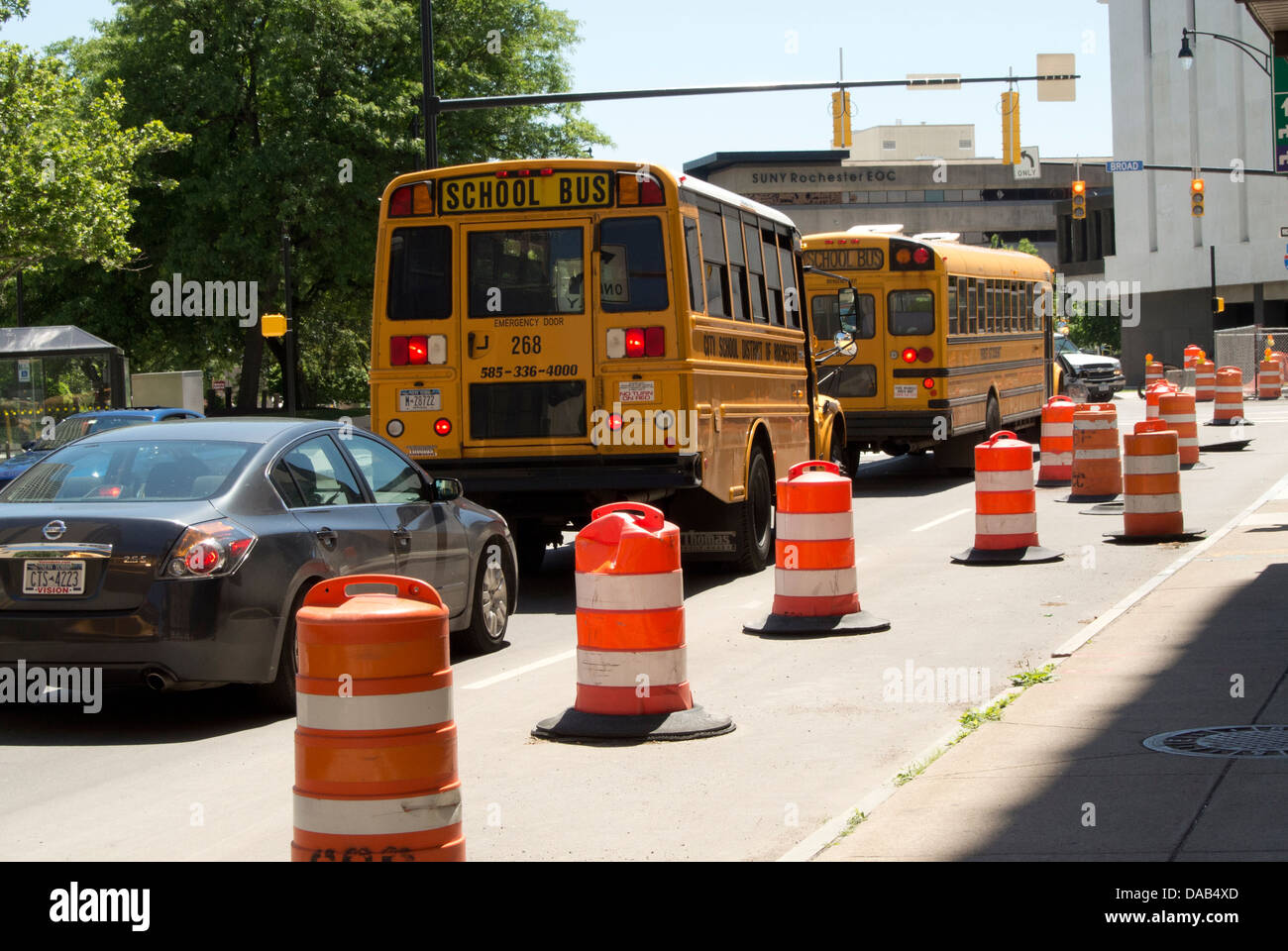 School buses in Rochester NY Stock Photo Alamy