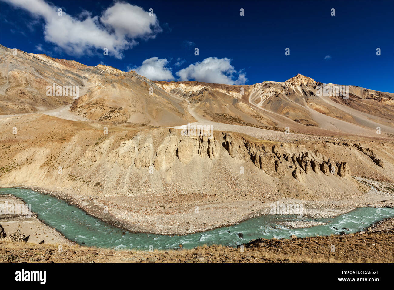 Himalayan landscape in Himalayas along Manali-Leh road. Himachal Pradesh, India Stock Photo