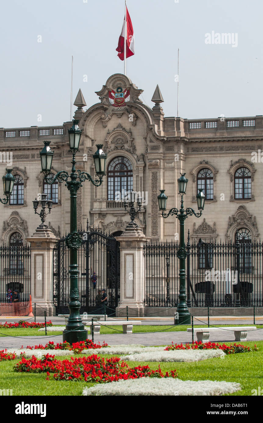 Lima Monuments Government Palace and gardens Plaza de Armas, downtown historic center ...