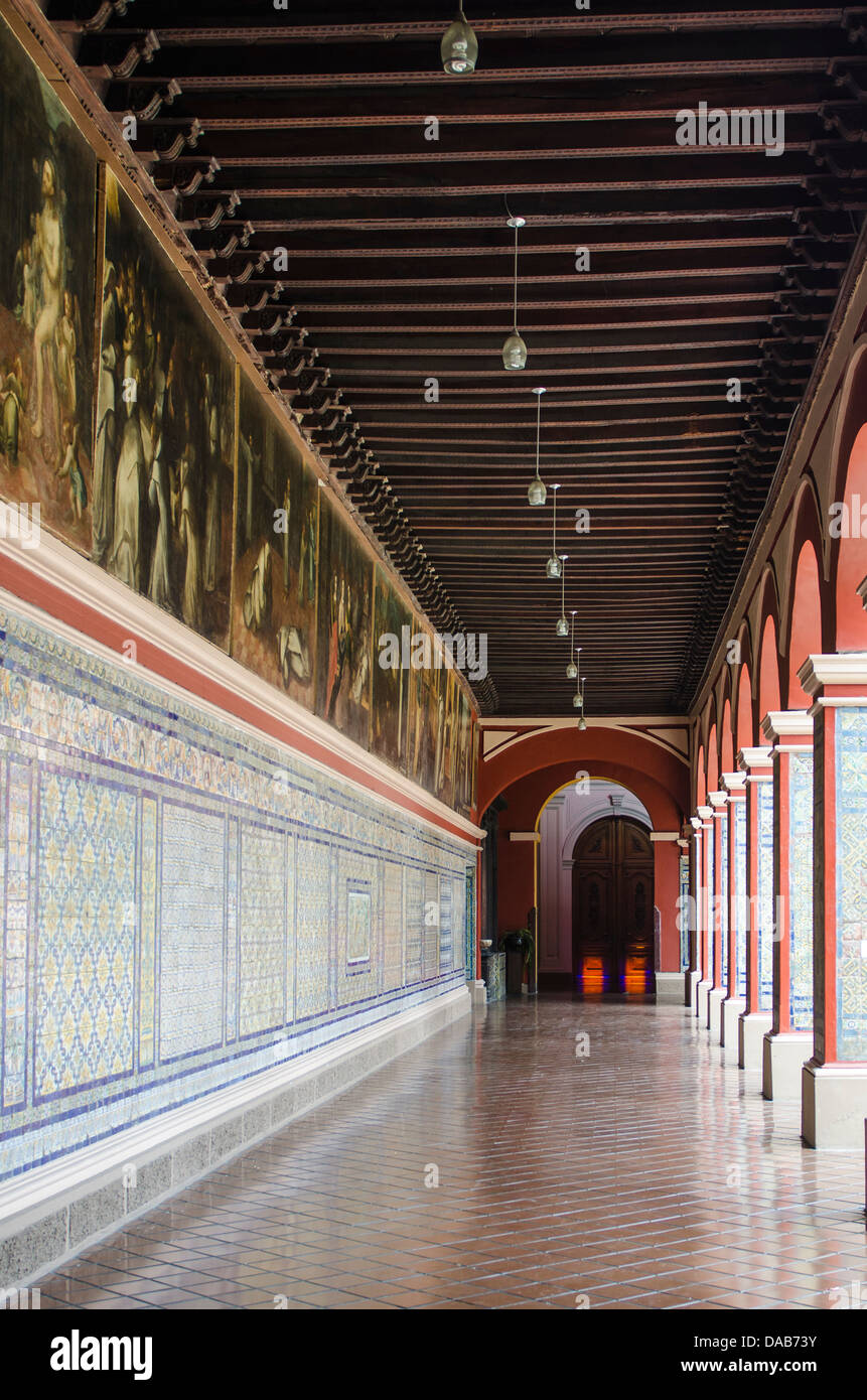 Hall hallway archway in the Roman Catholic Church and Convent of Santo Domingo, Lima, Peru. Stock Photo