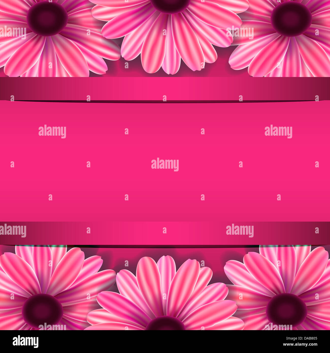 Bright invitation with pink realistic flowers Stock Photo - Alamy