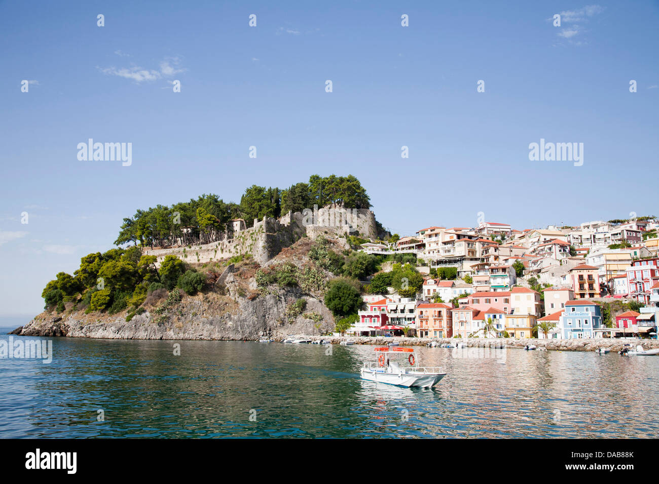 castle, parga village, epirus, greece, europe Stock Photo