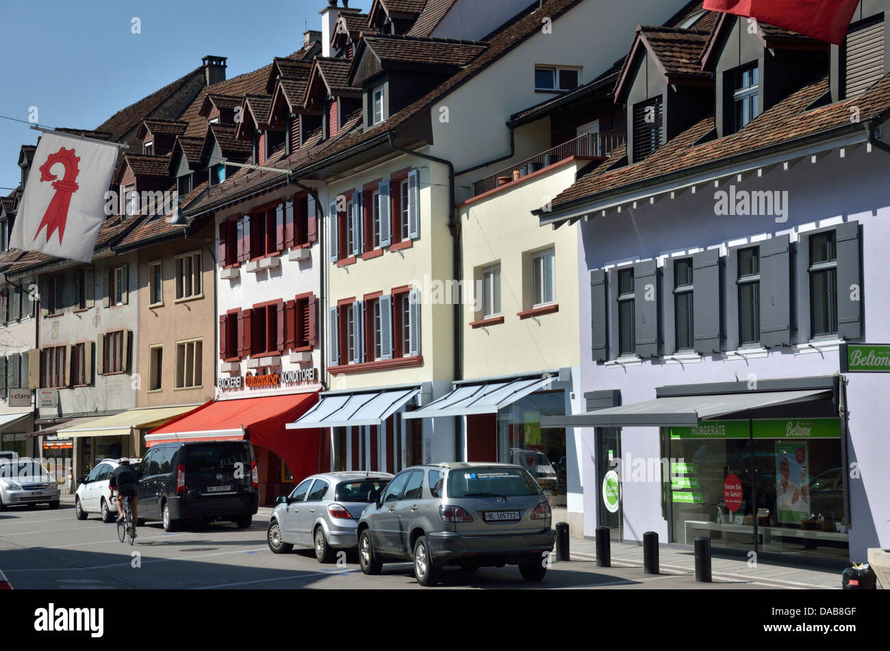 Hauptstrasse, Sissach town centre, Basel-Landschaft, Switzerland. Stock Photo
