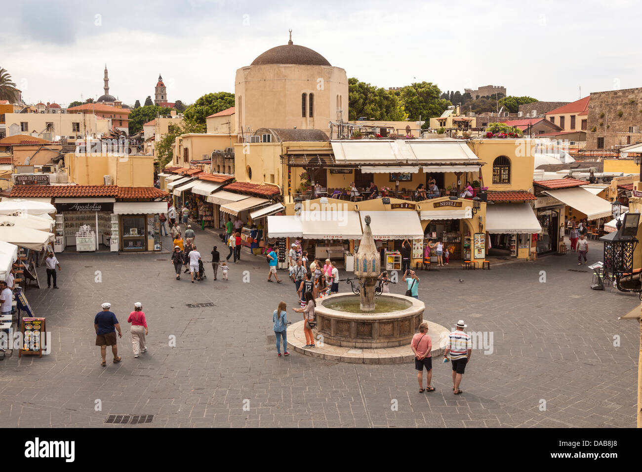 Ippokratous Square in the old town, Rhodes, Greece Stock Photo