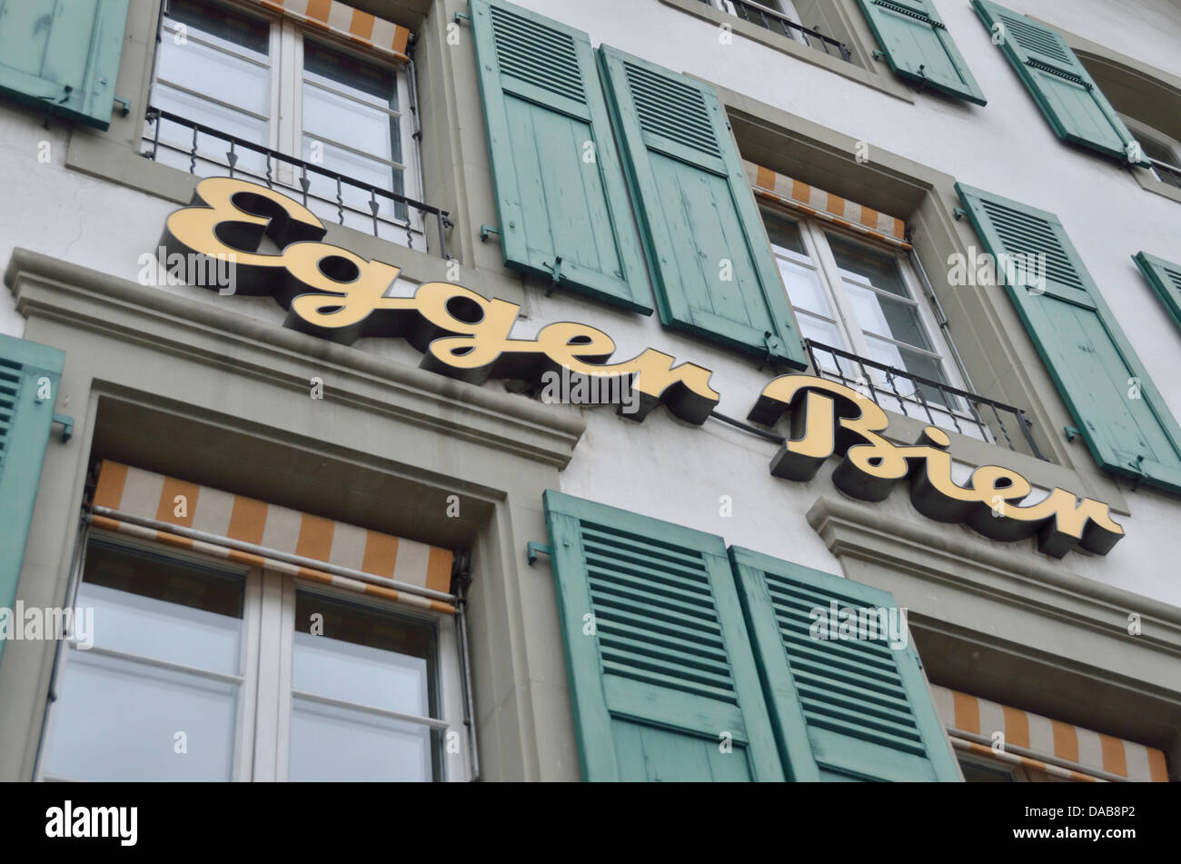 Egger Bier sign outside a bar in Bern, Switzerland Stock Photo