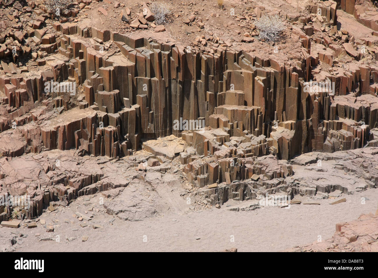 Organ Pipes Canyon in Namibia, formed of hundreds of angular dolerite columns up to 5 metres high Stock Photo