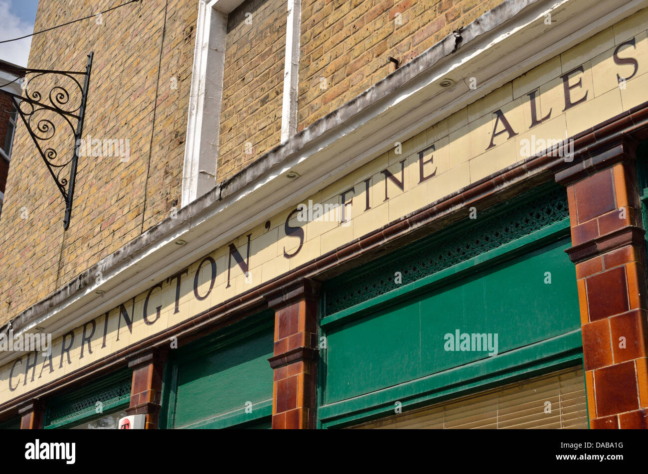 Charrington's Fine Ales sign outside a UK pub Stock Photo