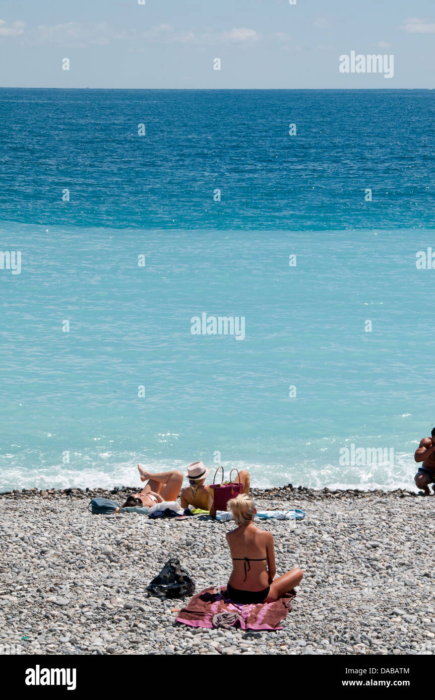 Nice Beach Sea Mediterranean Promenade des Anglais French Riviera Cote D'Azur France Stock Photo