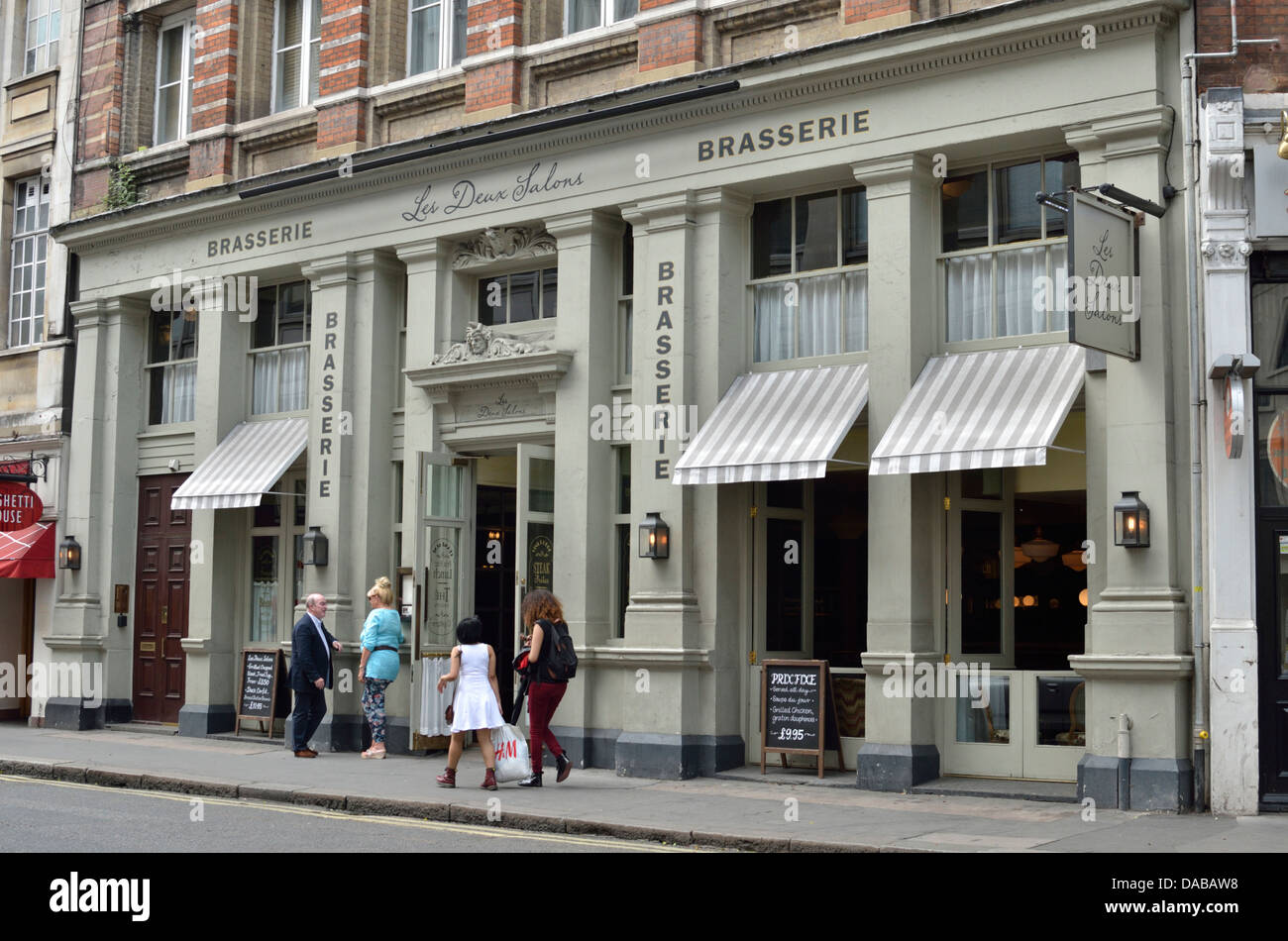 Les Deux Salons brasserie restaurant in William IV Street, Covent Garden, London, UK. Stock Photo