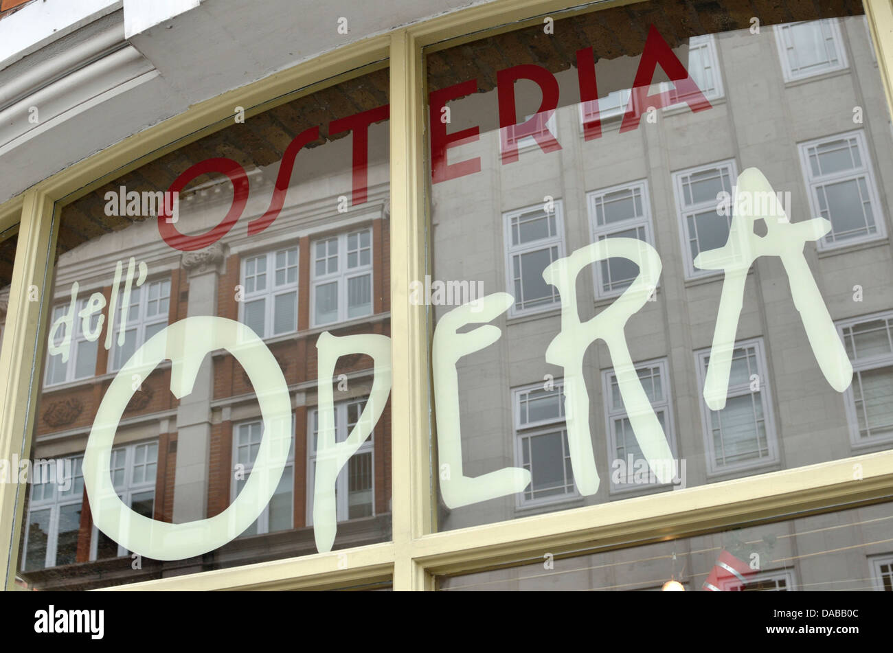 Osteria Dell'Opera in Drury Lane, Covent Garden, London, UK. Stock Photo