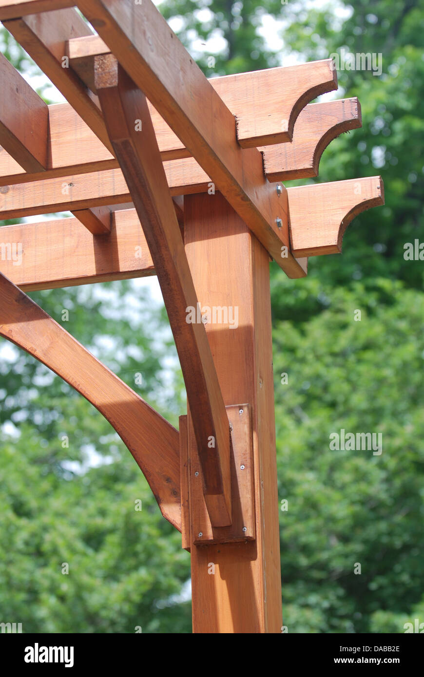 Close-up of a wooden garden pergola Stock Photo