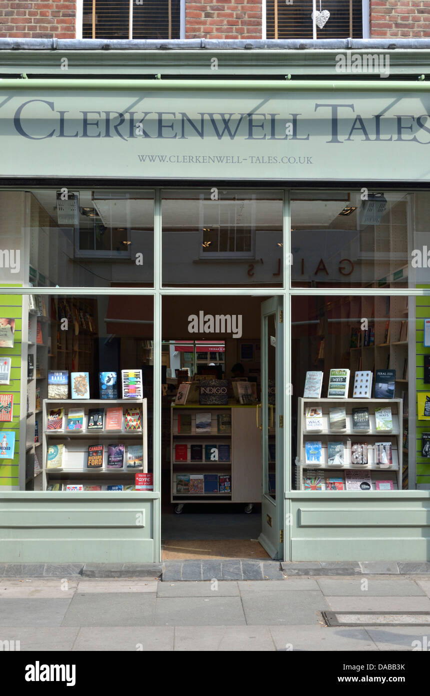 Clerkenwell Tales bookshop in Exmouth Market, Clerkenwell, London, UK. Stock Photo