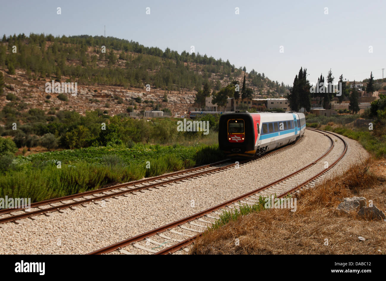 The passenger train from Jerusalem to Tel Aviv passing through the
