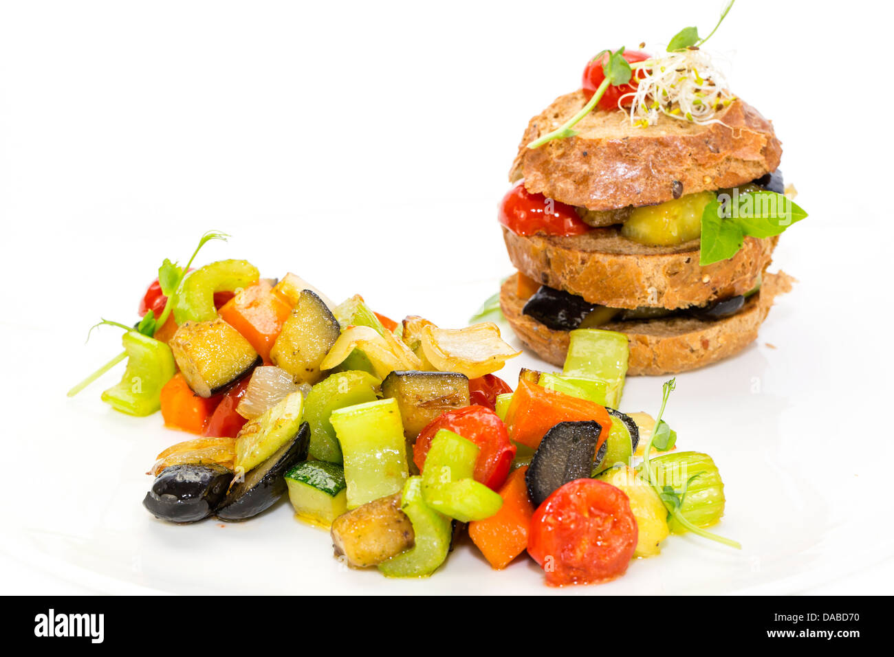 steamed vegetables and rye bread Stock Photo - Alamy