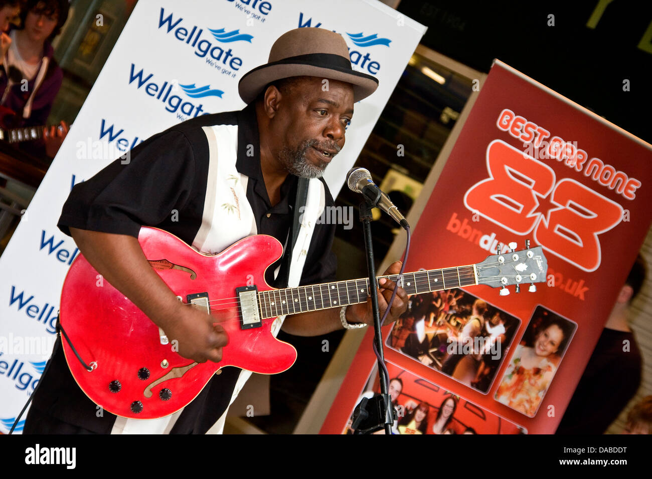 Lurrie Bell performing live inside the Wellgate Shopping Mall during the 2013 Blues Bonanza in Dundee, UK Stock Photo