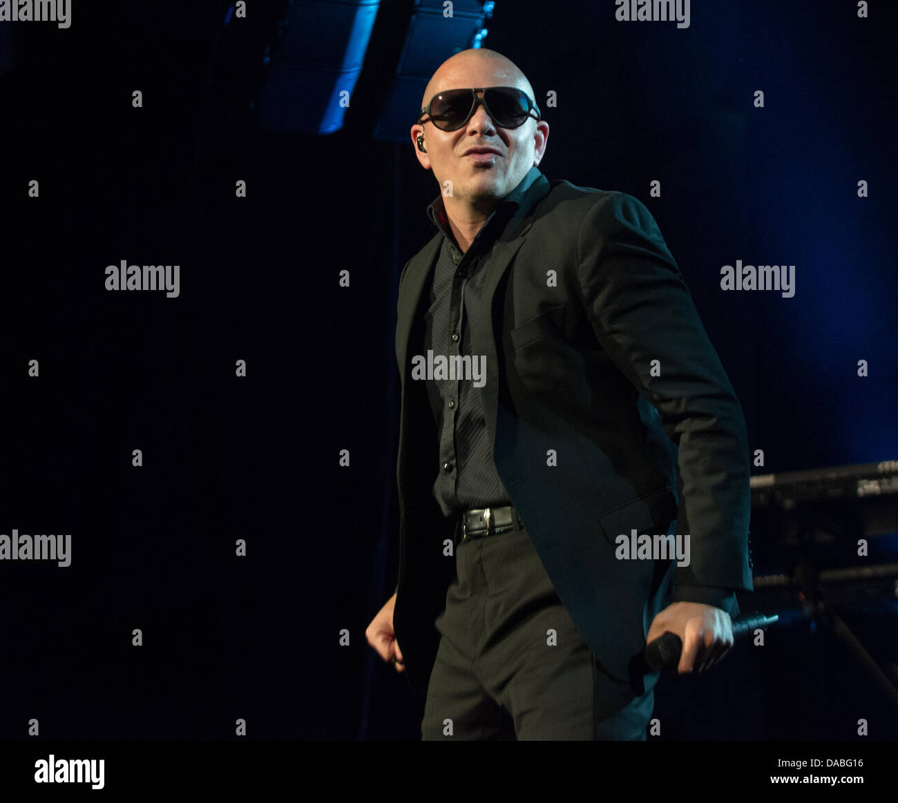 Pitbull performs live Stock Photo