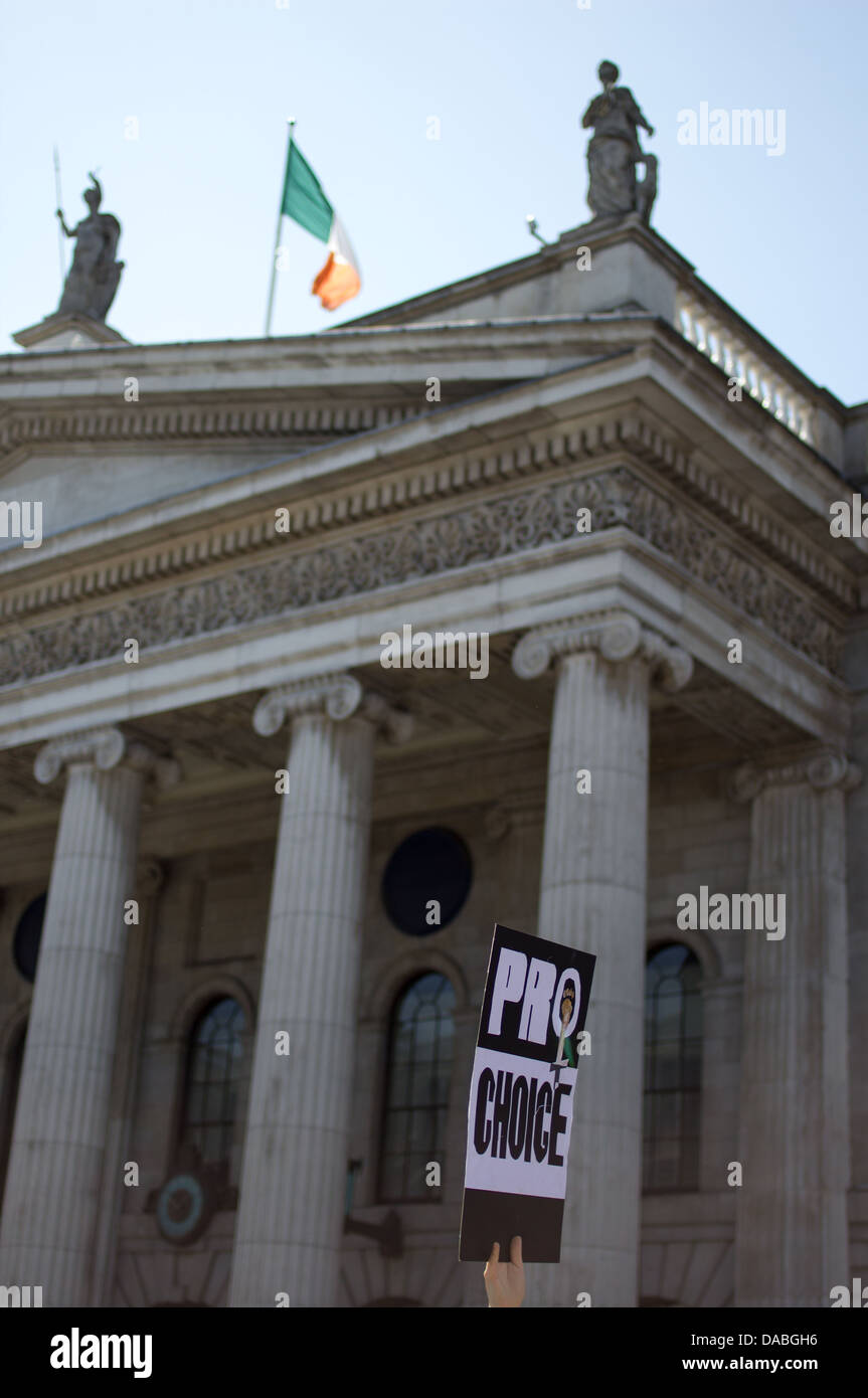 Protesters from pro abortion movement (Pro Choice) seen on O'Connell Street, Dublin, Ireland. Stock Photo