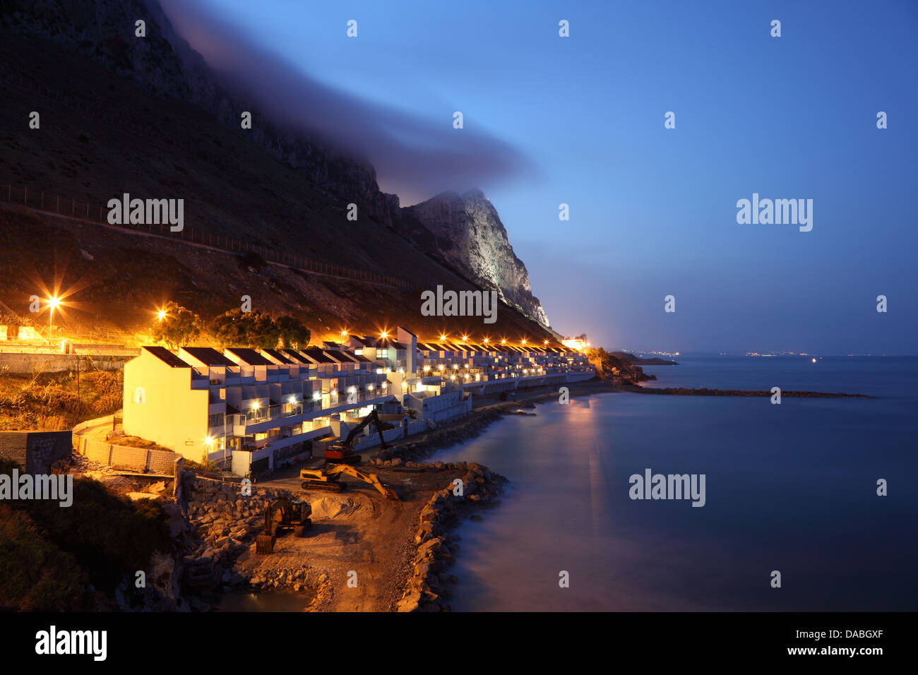 The Sandy Bay in Gibraltar at dusk Stock Photo