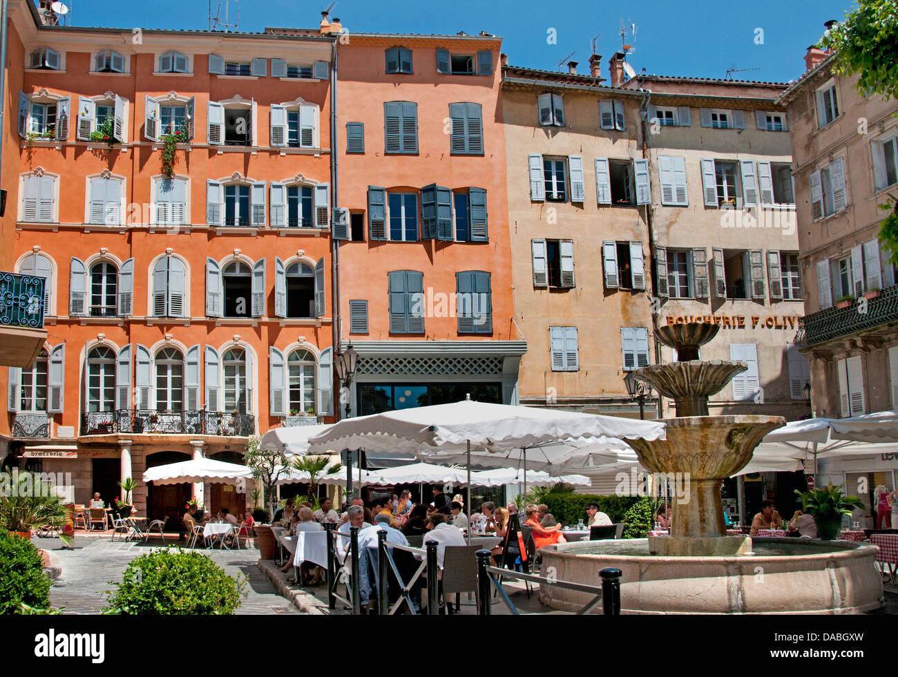 Outdoor restaurant - Place aux Aires Grasse France Stock Photo