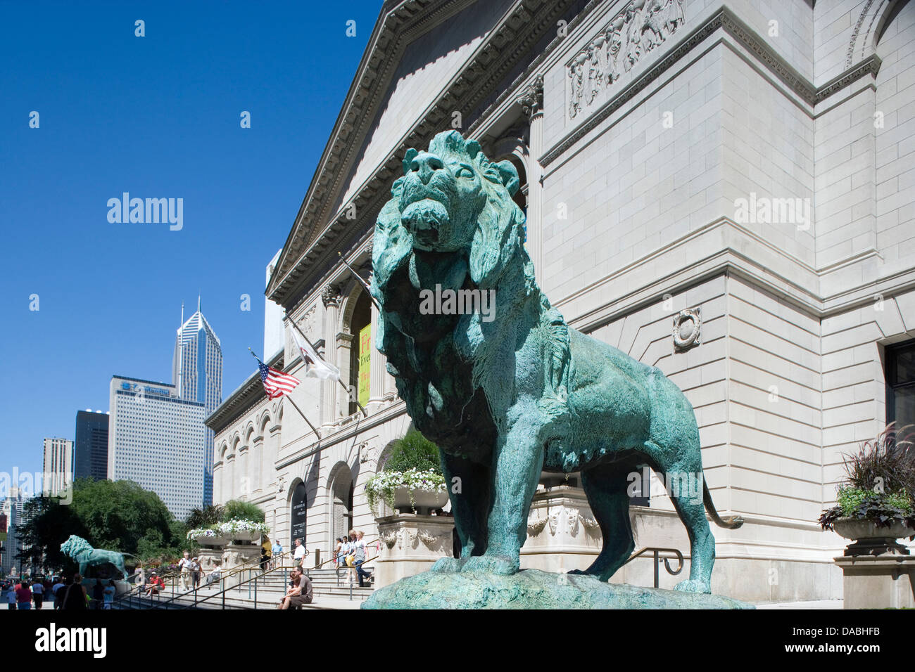 Chicago Art Institute Lions High Resolution Stock Photography and