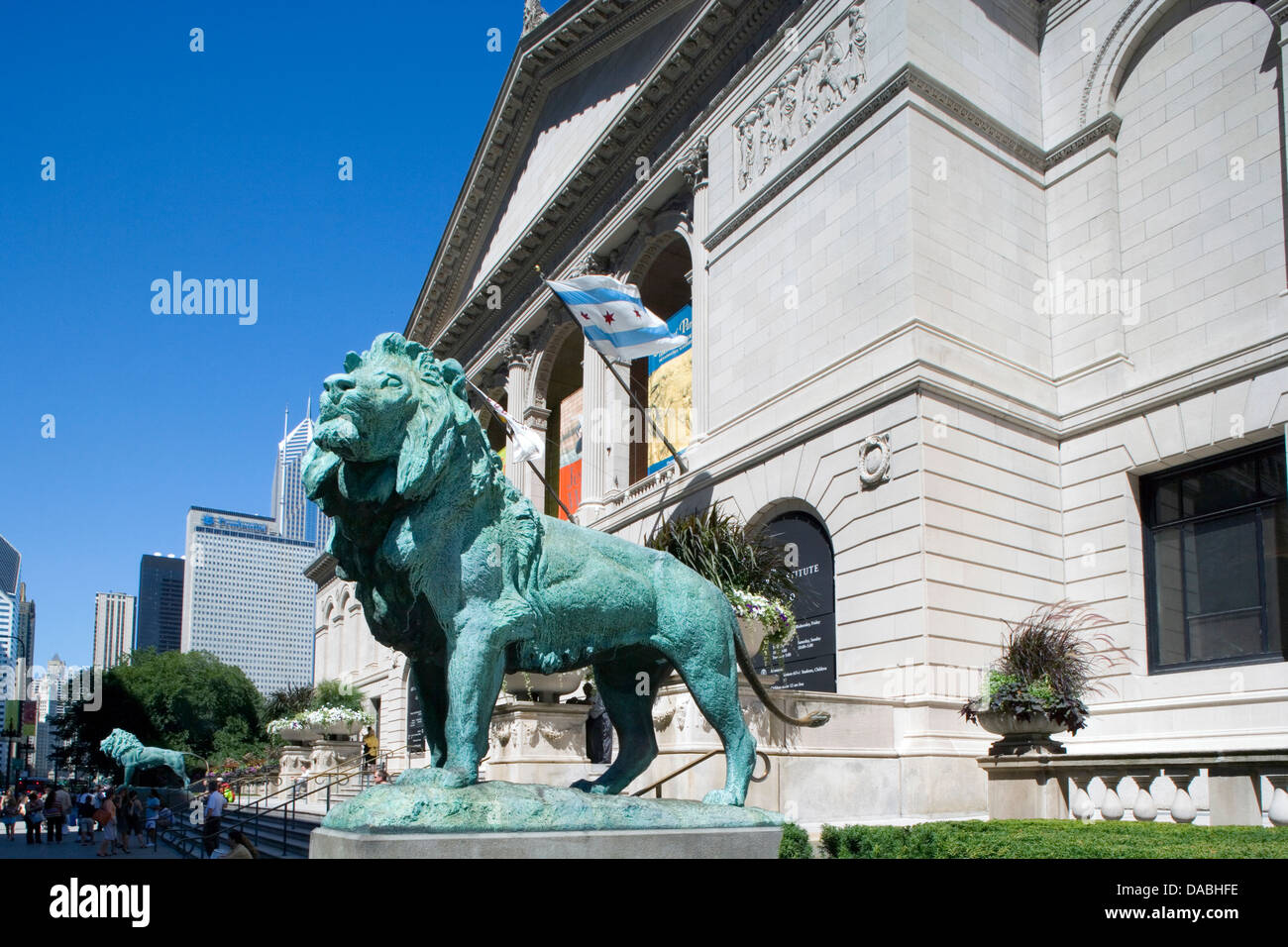 Chicago Art Institute Lions High Resolution Stock Photography and