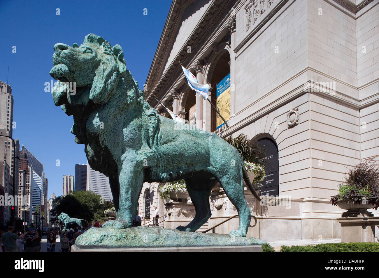 Chicago Art Institute Lions High Resolution Stock Photography and