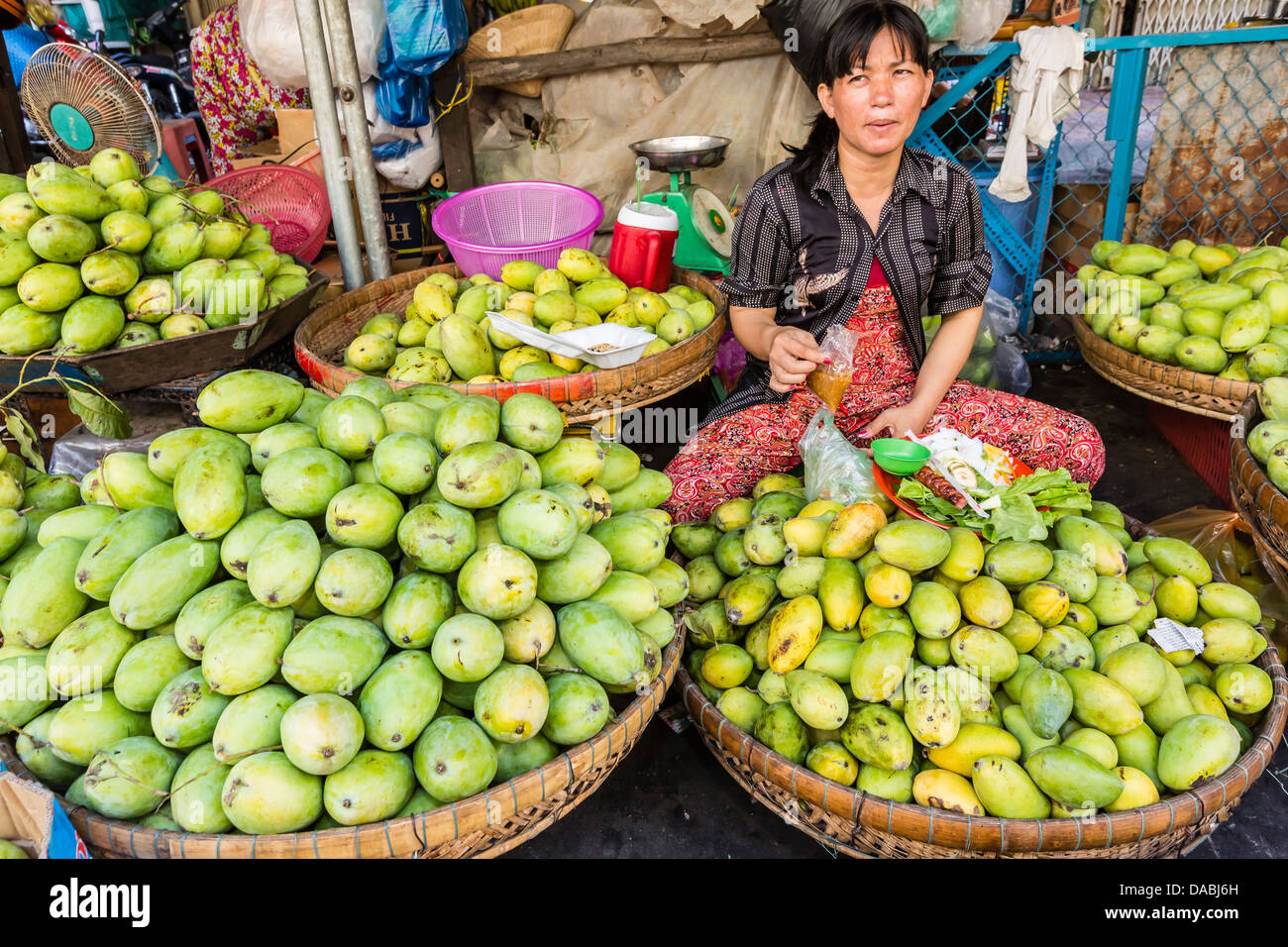 Fresh produce for sale at market at Chau Doc, Mekong River Delta, Vietnam, Indochina, Southeast Asia, Asia Stock Photo