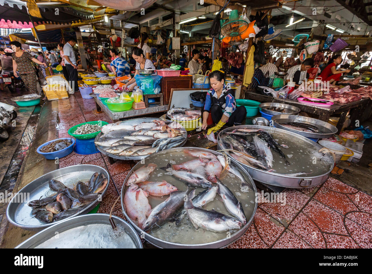 Fresh seafood for sale at market at Chau Doc, Mekong River Delta, Vietnam, Indochina, Southeast Asia, Asia Stock Photo