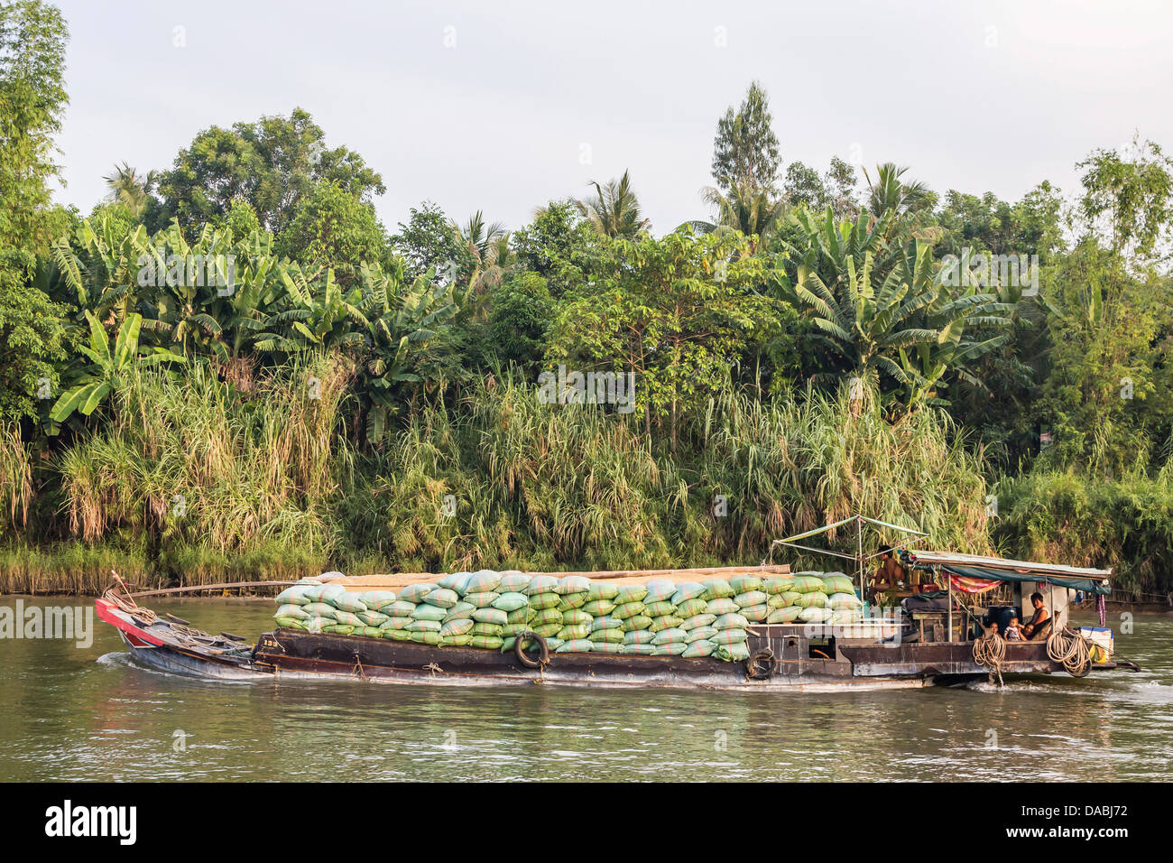 Daily Vietnamese river life at Chau Doc, Mekong River Delta, Vietnam, Indochina, Southeast Asia, Asia Stock Photo
