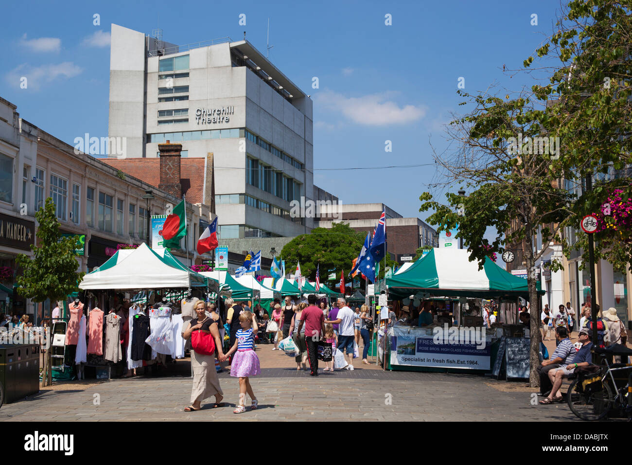 Bromley Charter Market along the High Street and Churchill Theatre