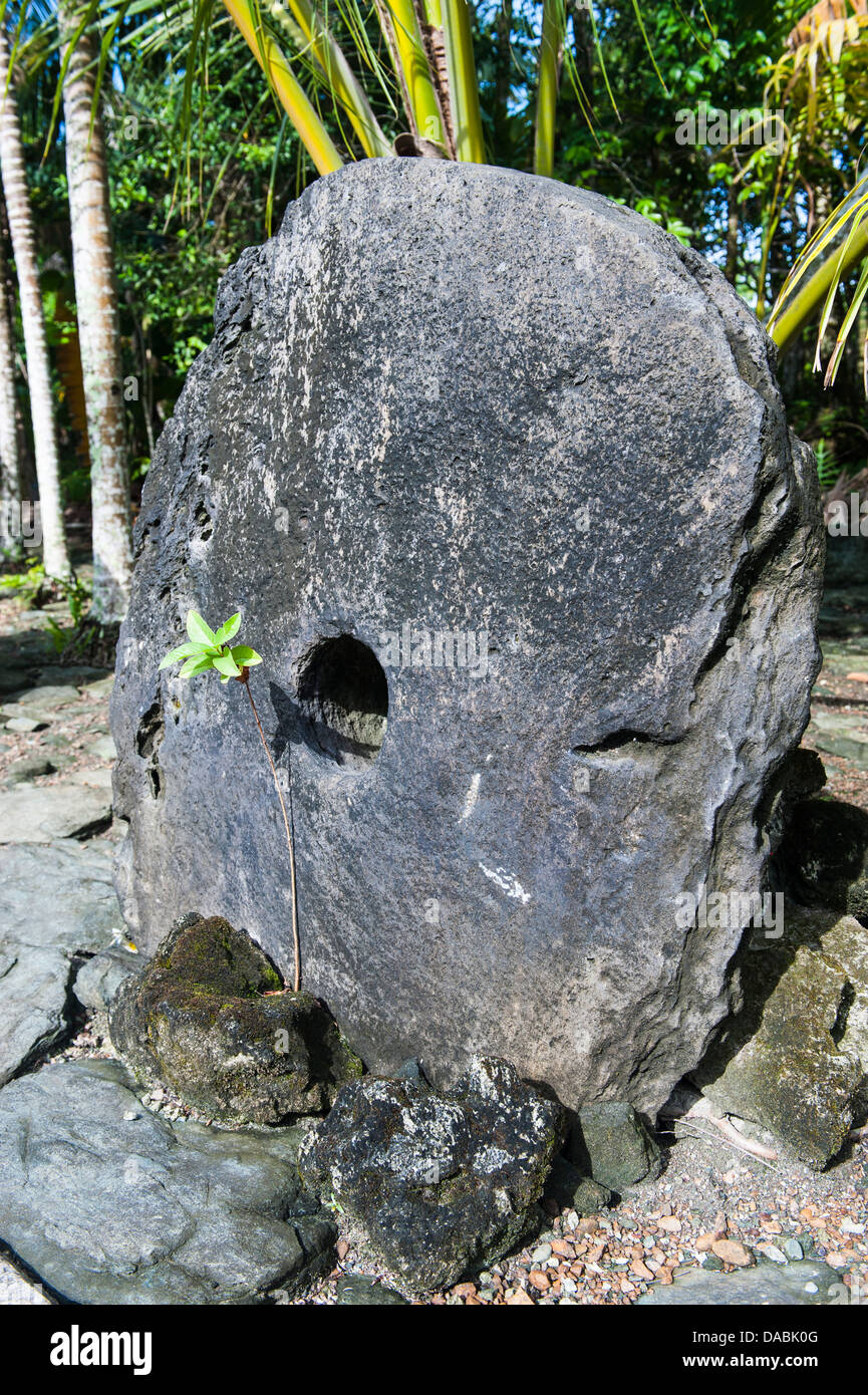 Stone money on the island of Yap, Federated States of Micronesia, Caroline Islands, Pacific Stock Photo