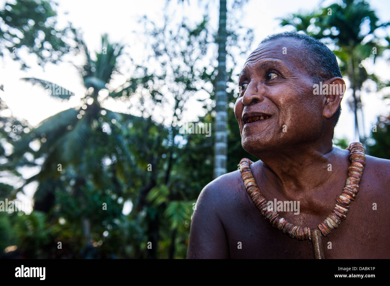 Old islander on the Island of Yap, Federated States of Micronesia, Caroline Islands, Pacific Stock Photo