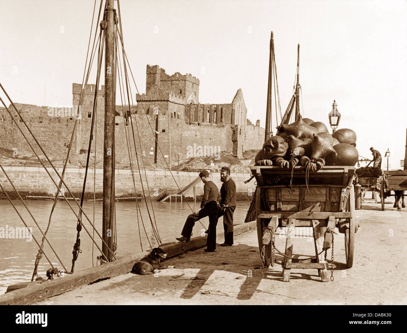 Peel Castle Isle of Man early 1900s Stock Photo