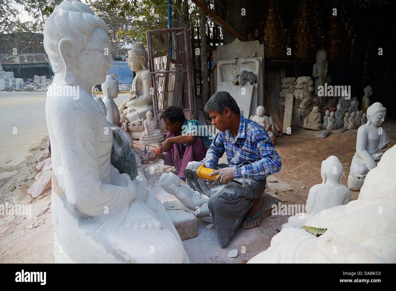 Marble carving, Mandalay, Myanmar (Burma), Asia Stock Photo
