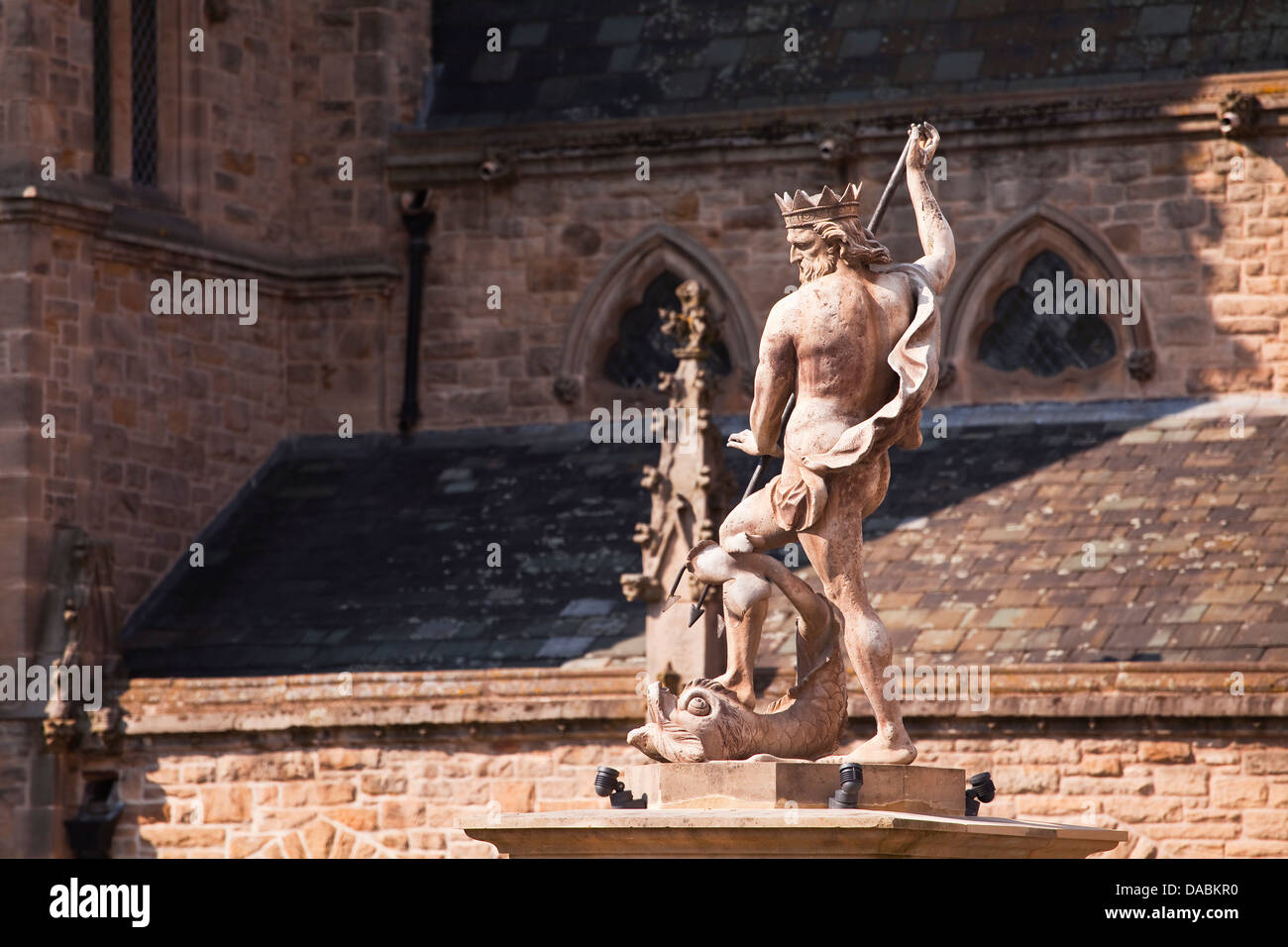 A statue of Neptune in the Market Place of Durham, County Durham, England, United Kingdom, Europe Stock Photo