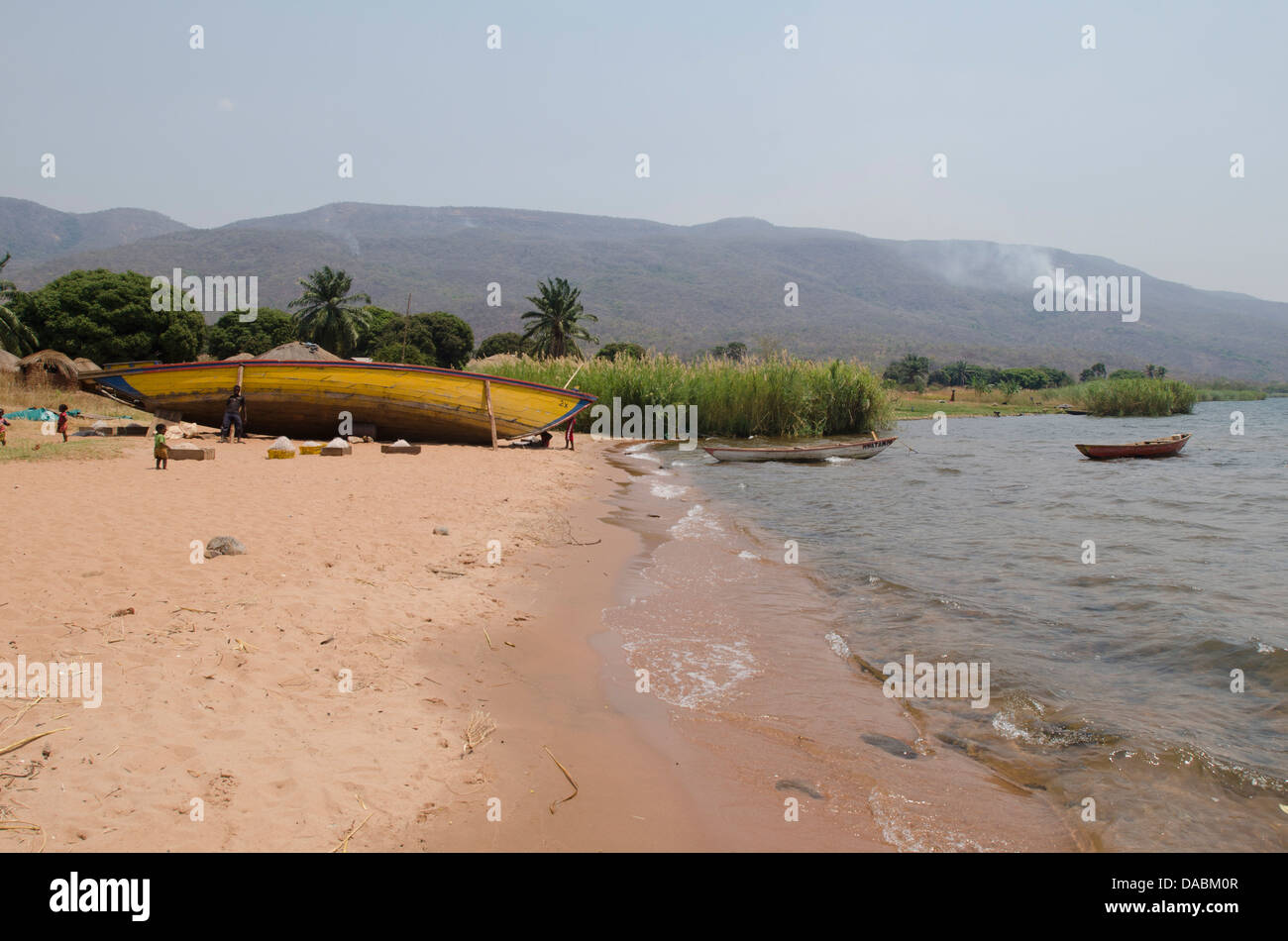 Edge of Lake Tanganyika in Talpia Village, Zambia, Africa Stock Photo