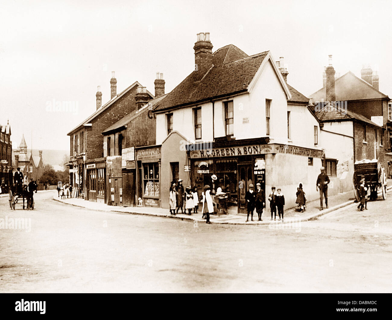 Purley High Street early 1900s Stock Photo