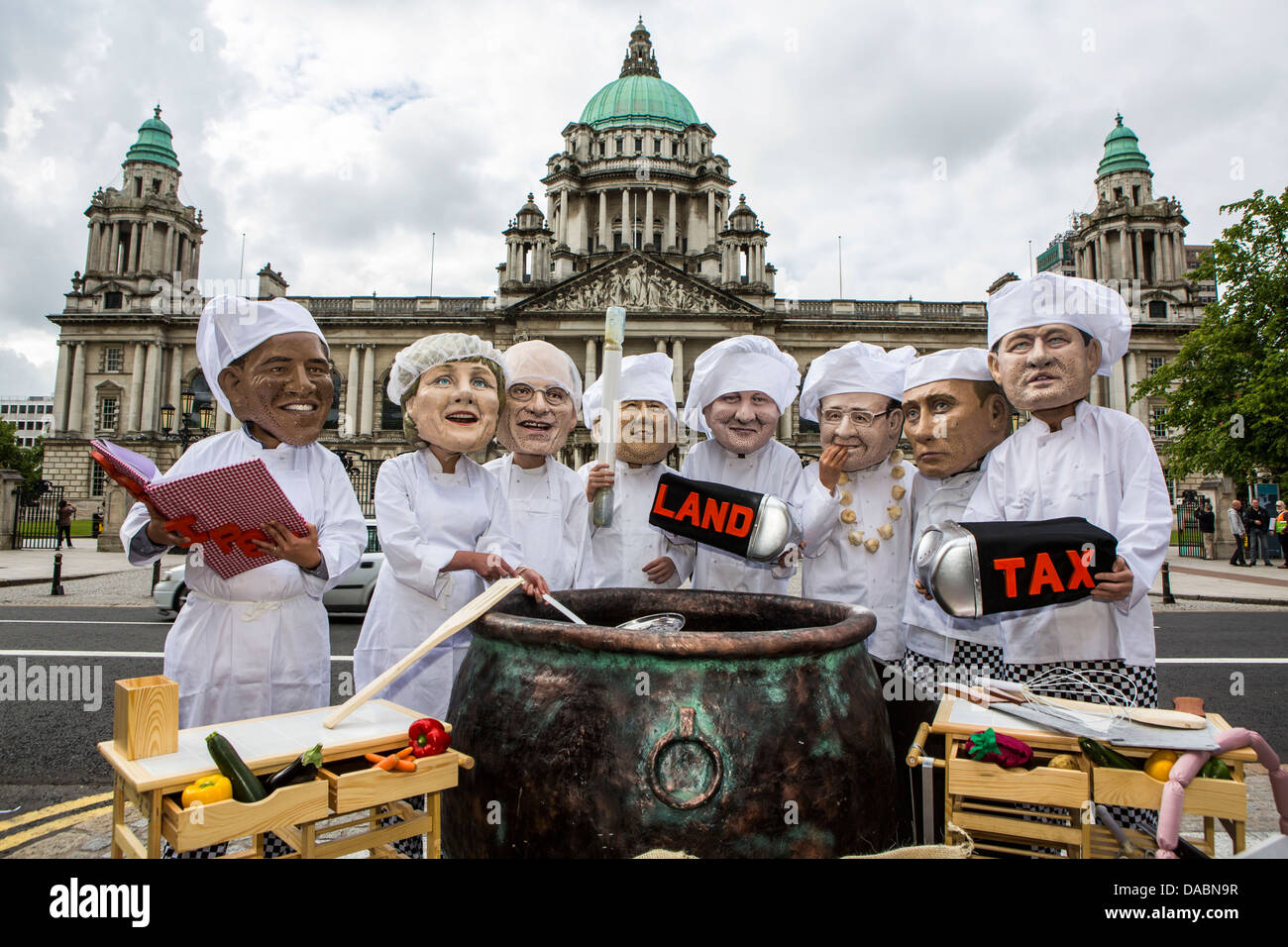 IF campaign. G8 leaders cooking up the right deal to fight hunger and poverty by tackling tax dodging. Stock Photo