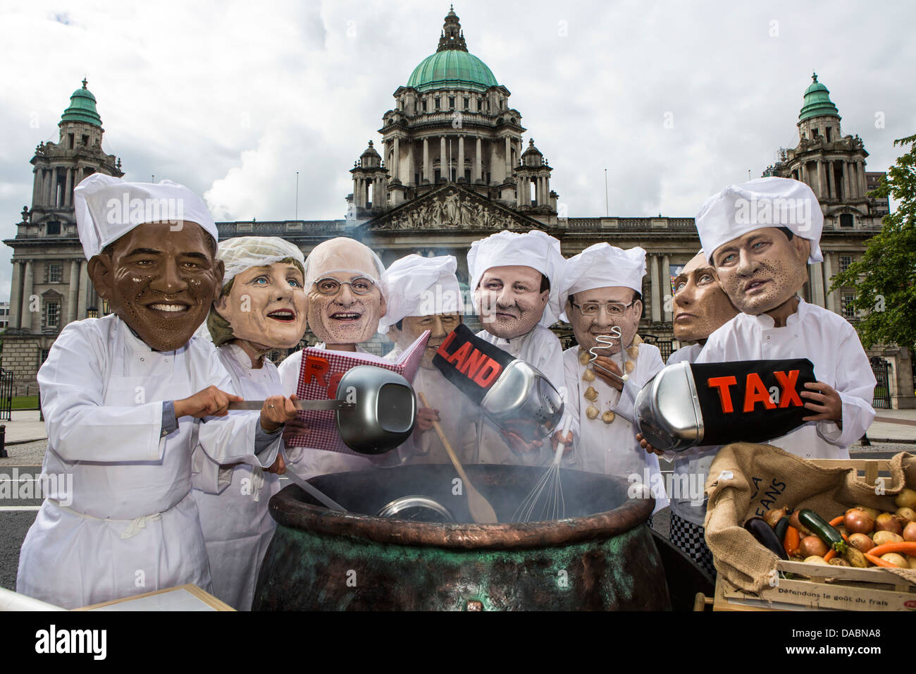 IF campaign. G8 leaders cooking up the right deal to fight hunger and poverty by tackling tax dodging. Stock Photo