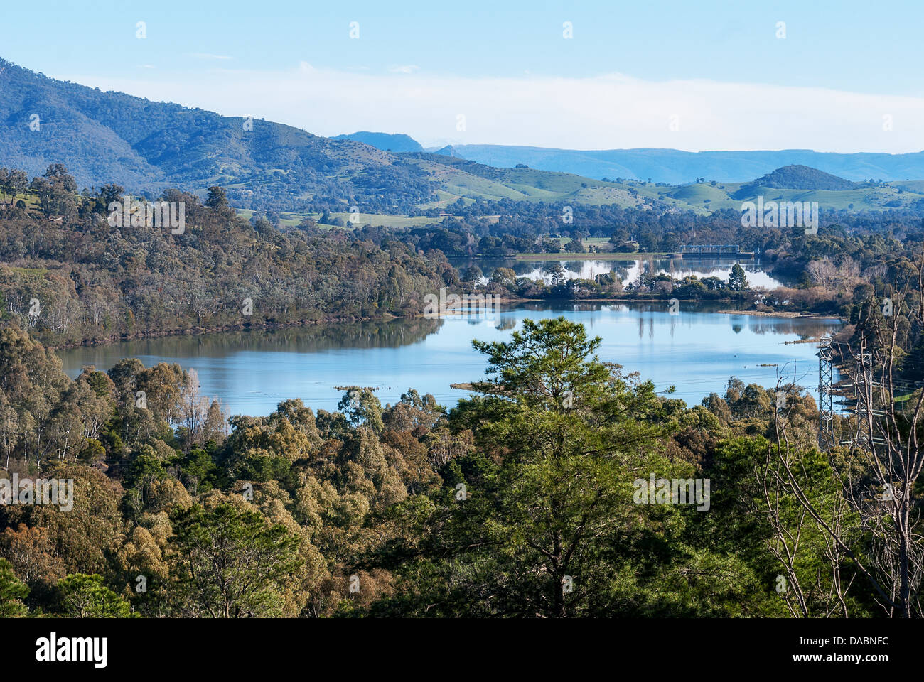 Beautiful serene scenes from Lake Eildon which is both a drinking water storage system and a holiday destination. Stock Photo