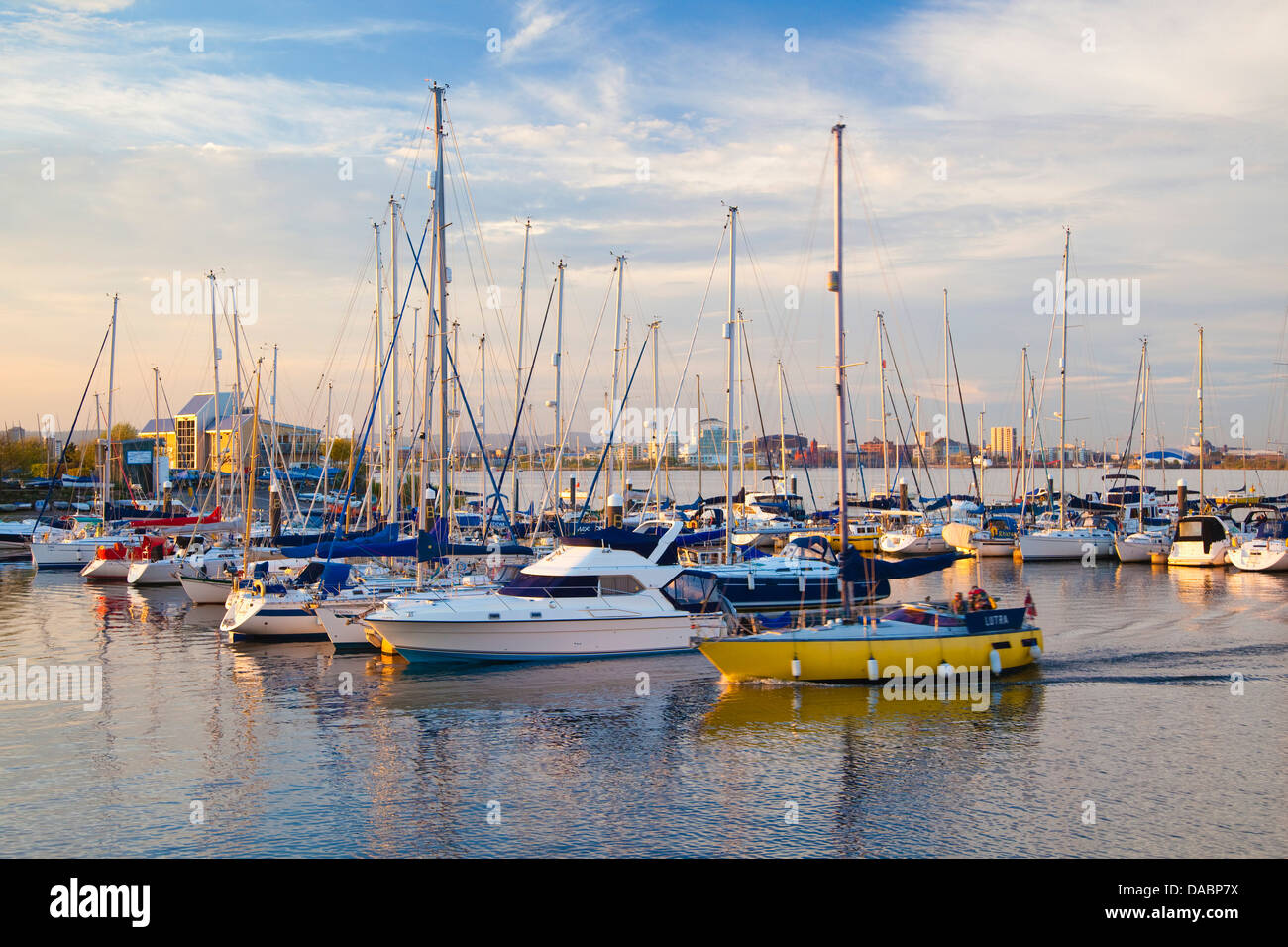 Penarth Marina, with Cardiff Bay in the distance, Wales, United Kingdom