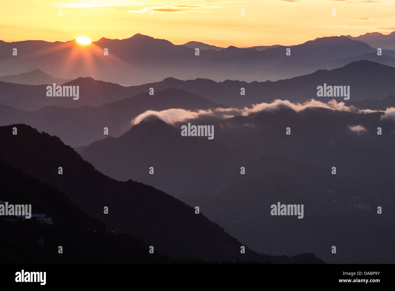 Sunset from Mussoorie, India Stock Photo