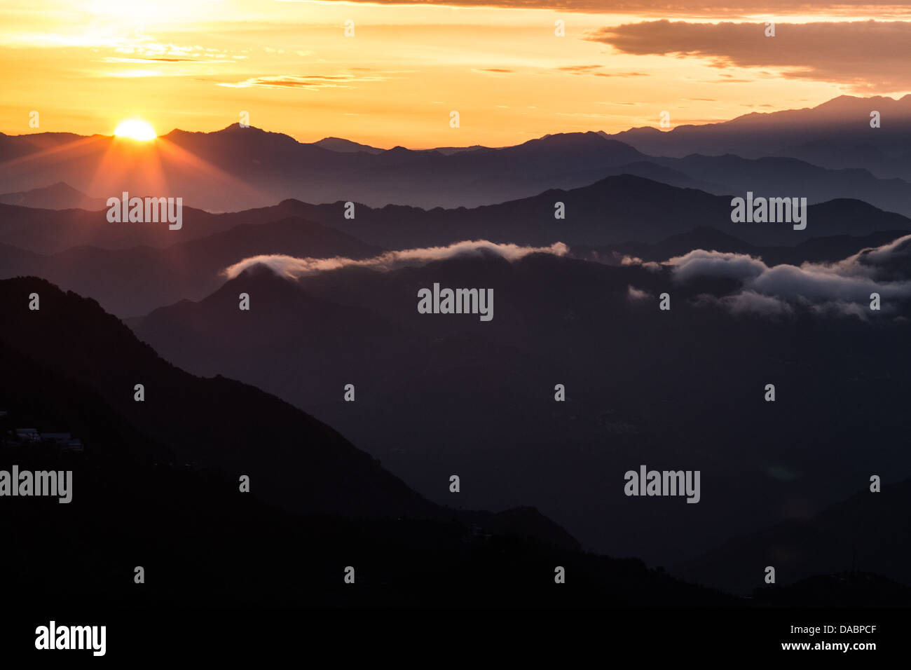 Sunset from Mussoorie, India Stock Photo