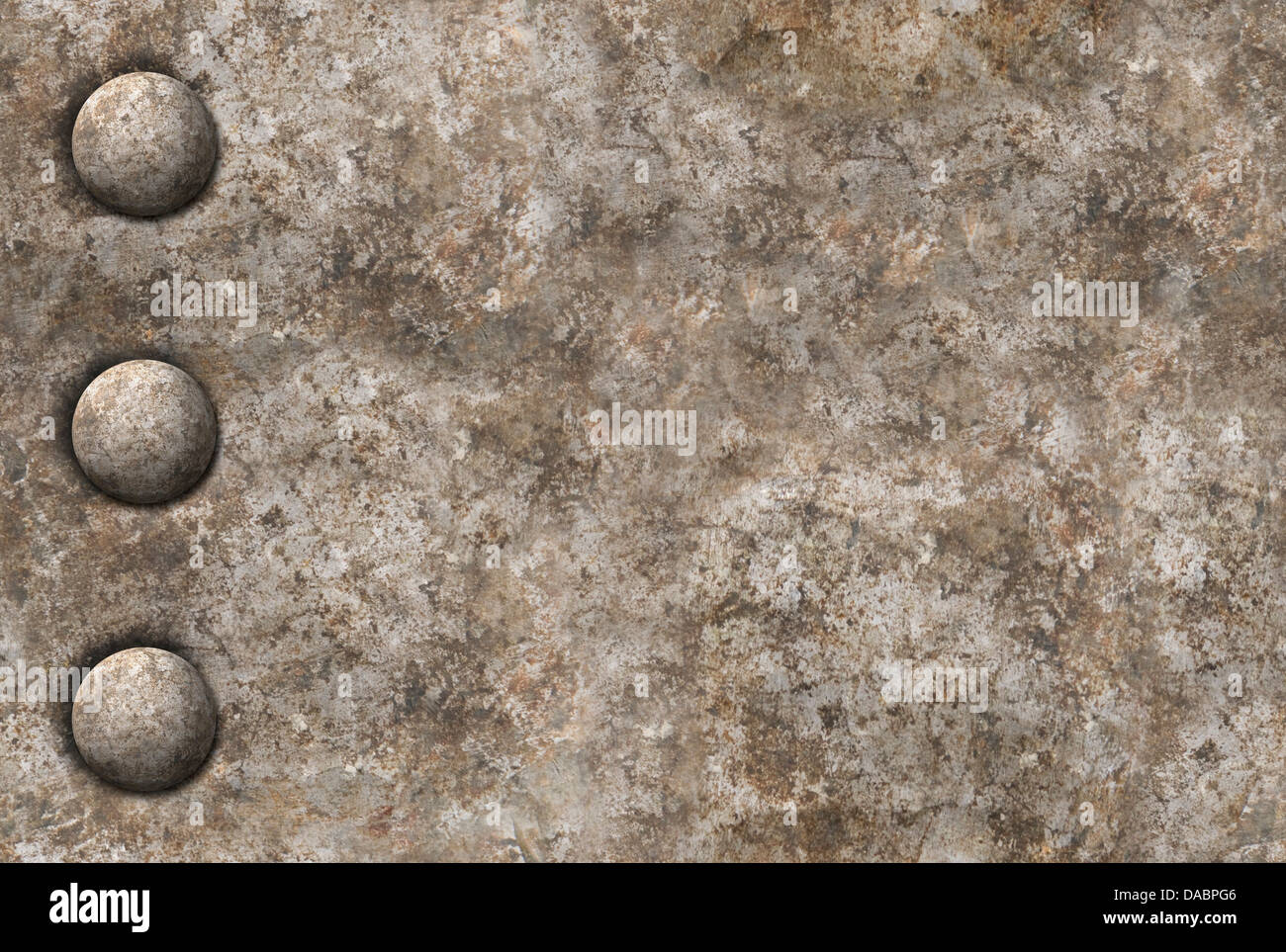 Distressed gray metal surface texture with a row of rivets. Image is seamlessly tileable. Stock Photo
