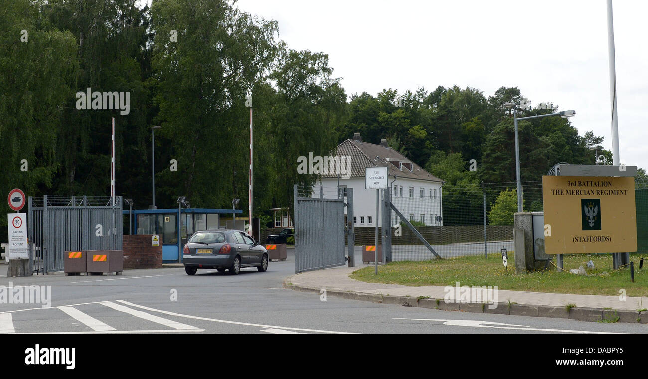 A guard station is picture at the entrance to the British barracks in Bad Fallingbostel, Germany, 10 July 2013. Photo: PETER STEFFEN Stock Photo