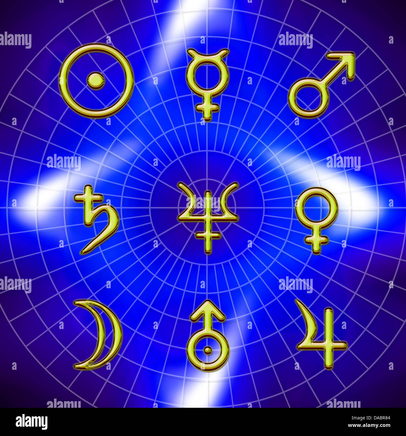 astrological symbols of planets Stock Photo