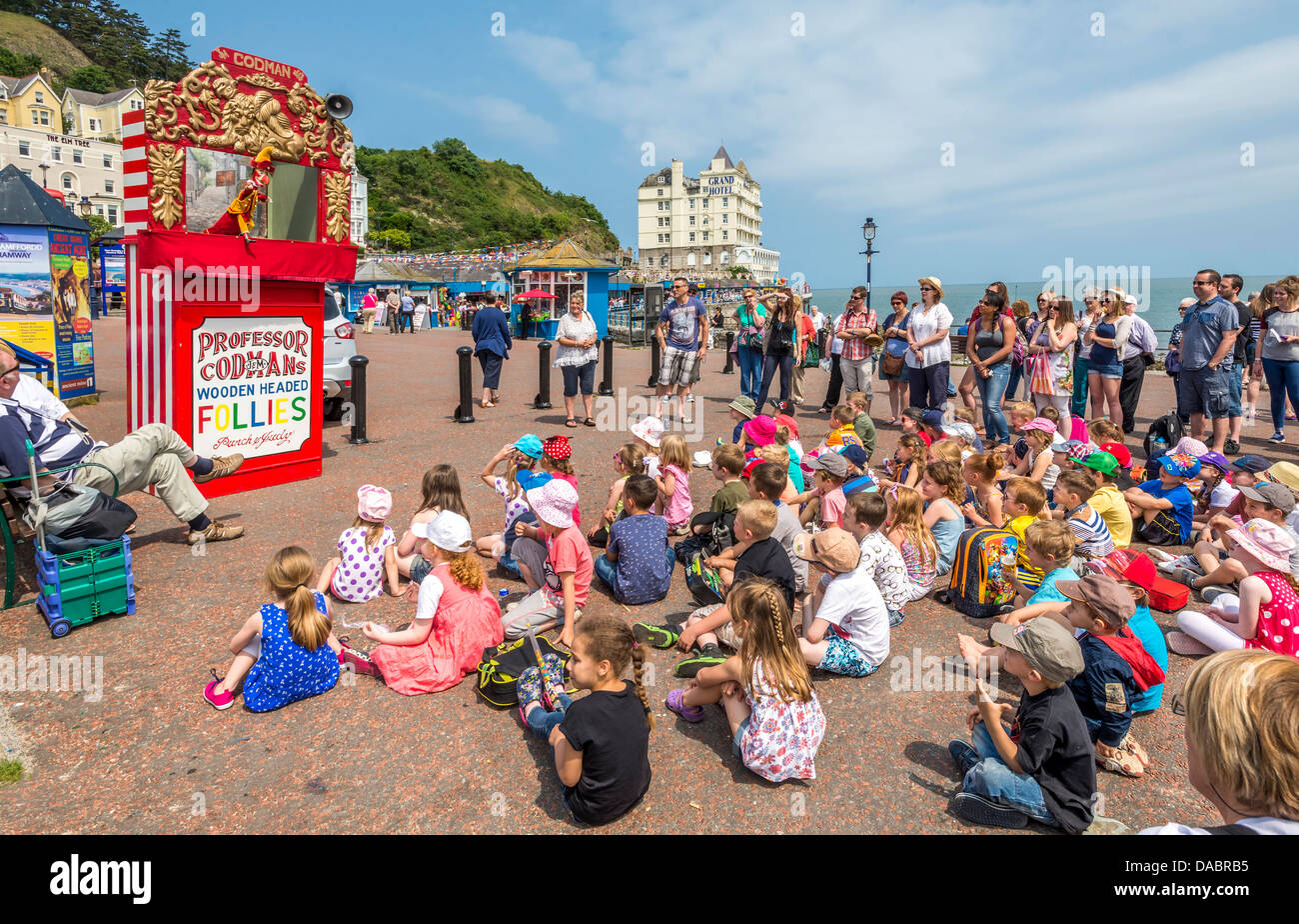 Professor Codman's Punch and Judy show on the front at llandudno in Clwyd North Wales. Stock Photo